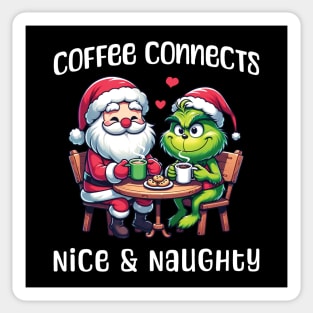 Coffee connects Nice & Naughty - Funny Christmas Sticker